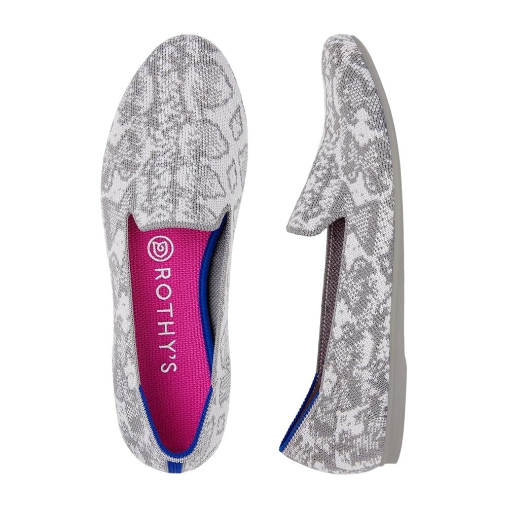 Rothy's The Loafer Ivory Grey Snake Women’s Size 6.5